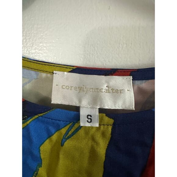 COREY LYNN CALTER Anthropologie Rhea Top Abstract Leaf Print Artsy - Sz Small - Picture 3 of 6